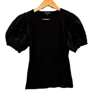 J. Crew Elegant Black Puff Sleeve Blouse